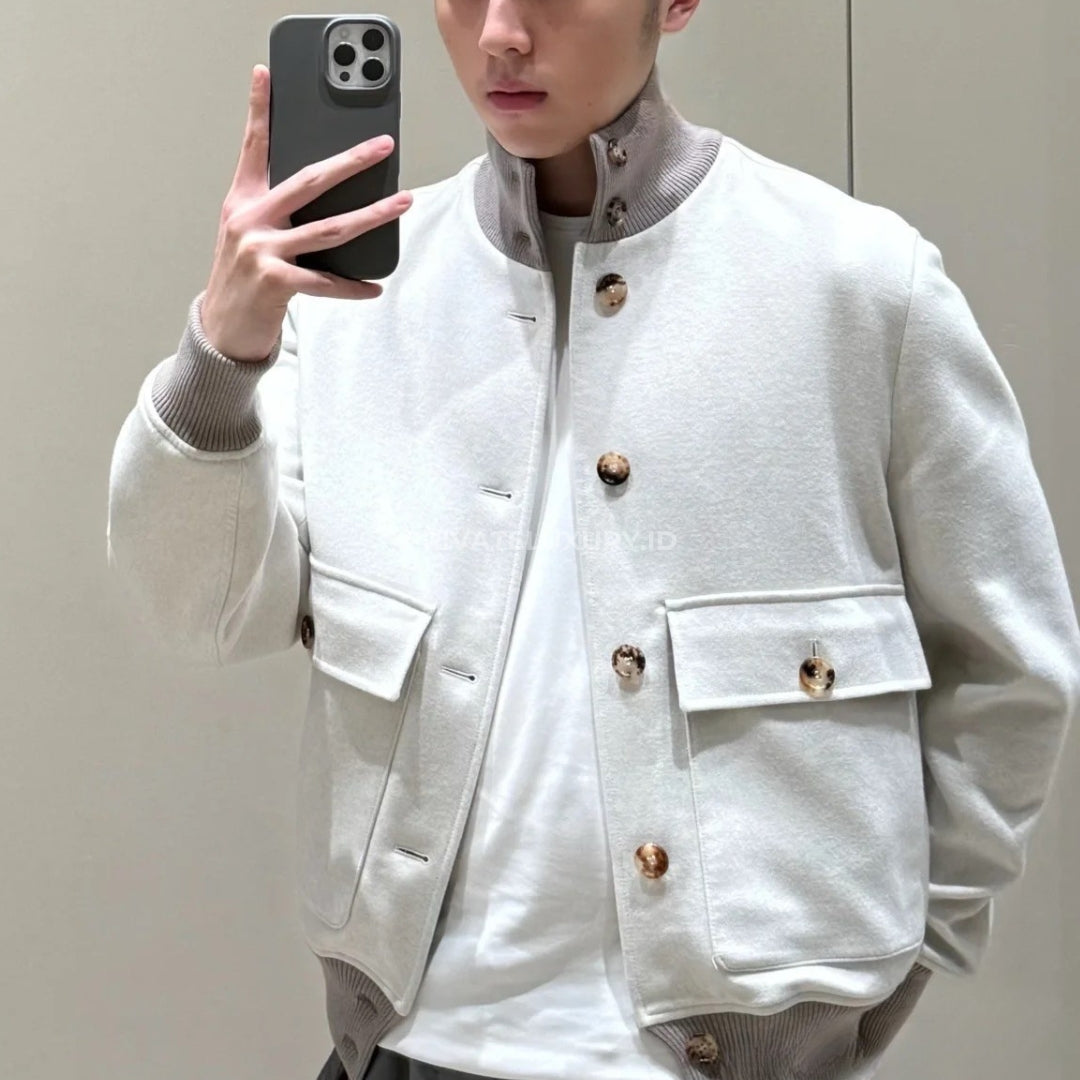 Wool Flannel Double Cloth Bomber Jacket