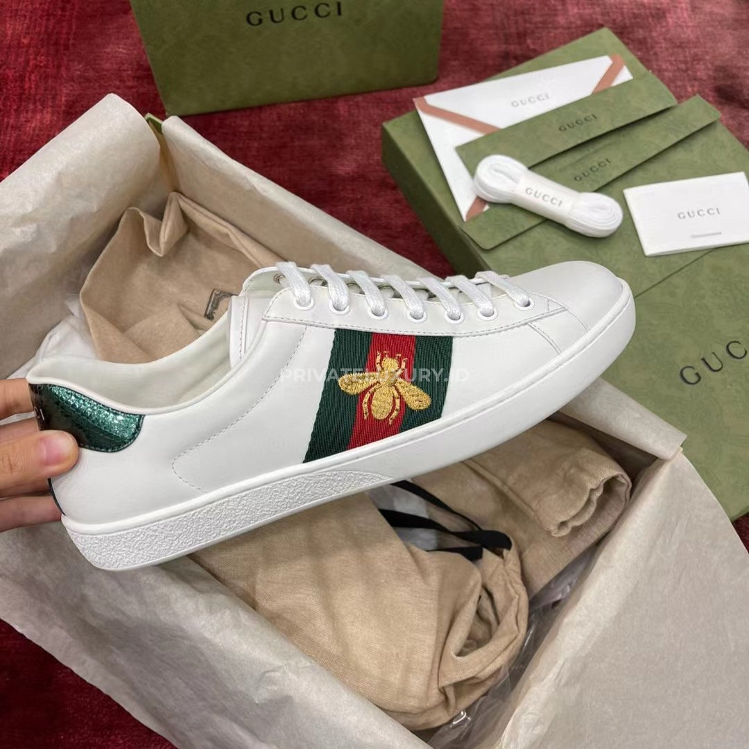 Ace Embroidered Gold Bee Sneakers