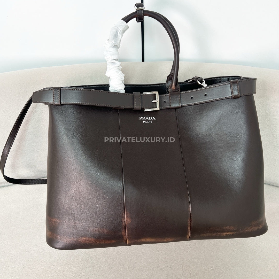 Prada Buckle Nappa Leather Bag with Belt