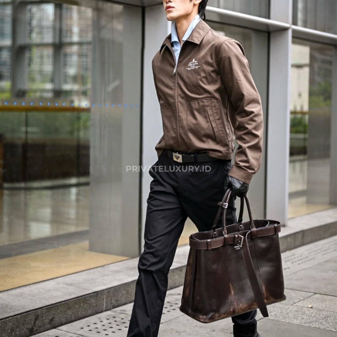 Prada Buckle Nappa Leather Bag with Belt