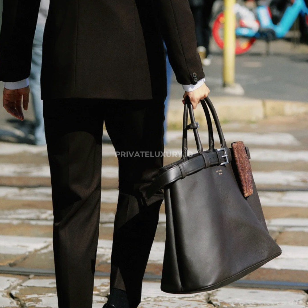 Prada Buckle Nappa Leather Bag with Belt