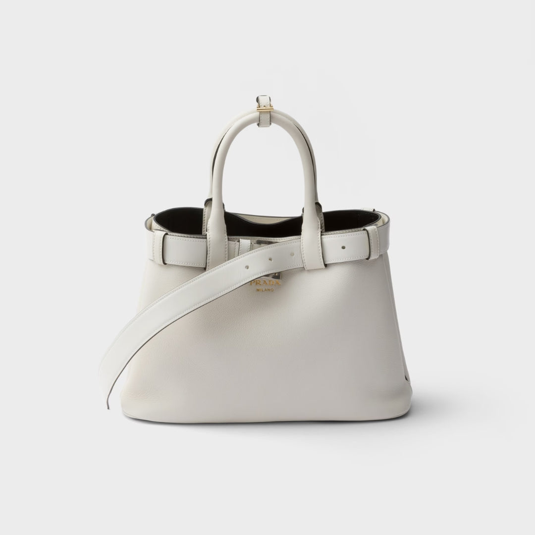 Prada Buckle Small Leather Handbag With Belt