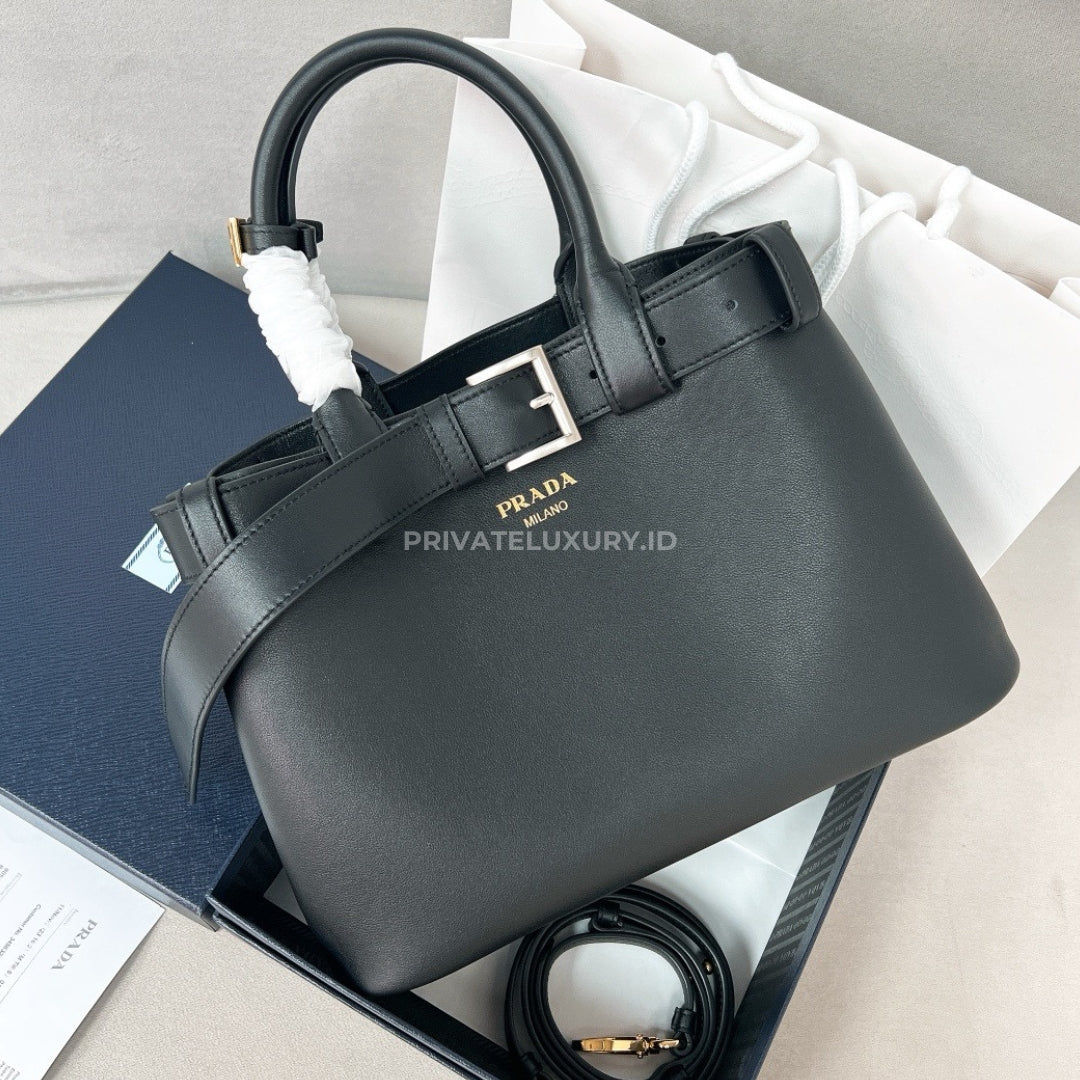 Prada Buckle Small Leather Handbag With Belt
