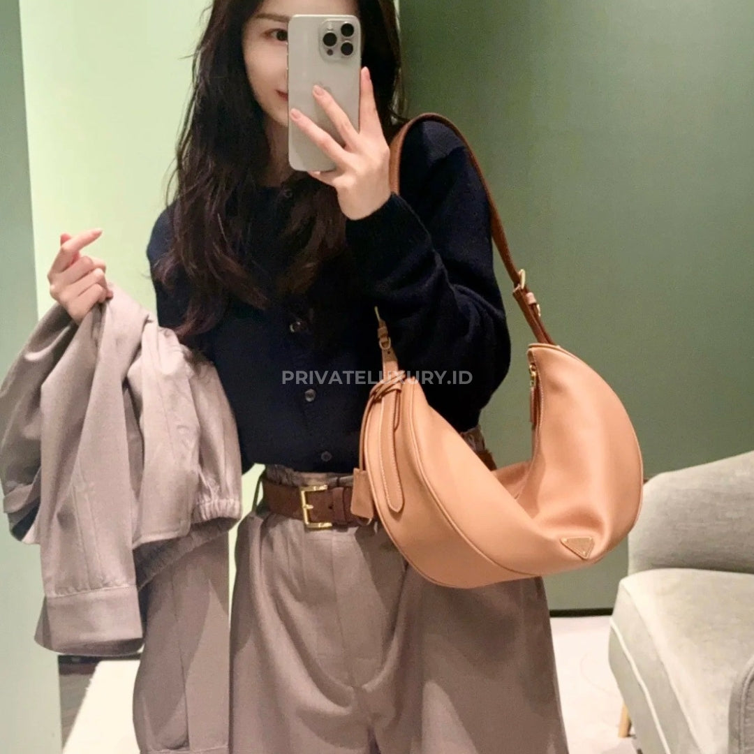 Demi-Lune Large Leather Shoulder Bag