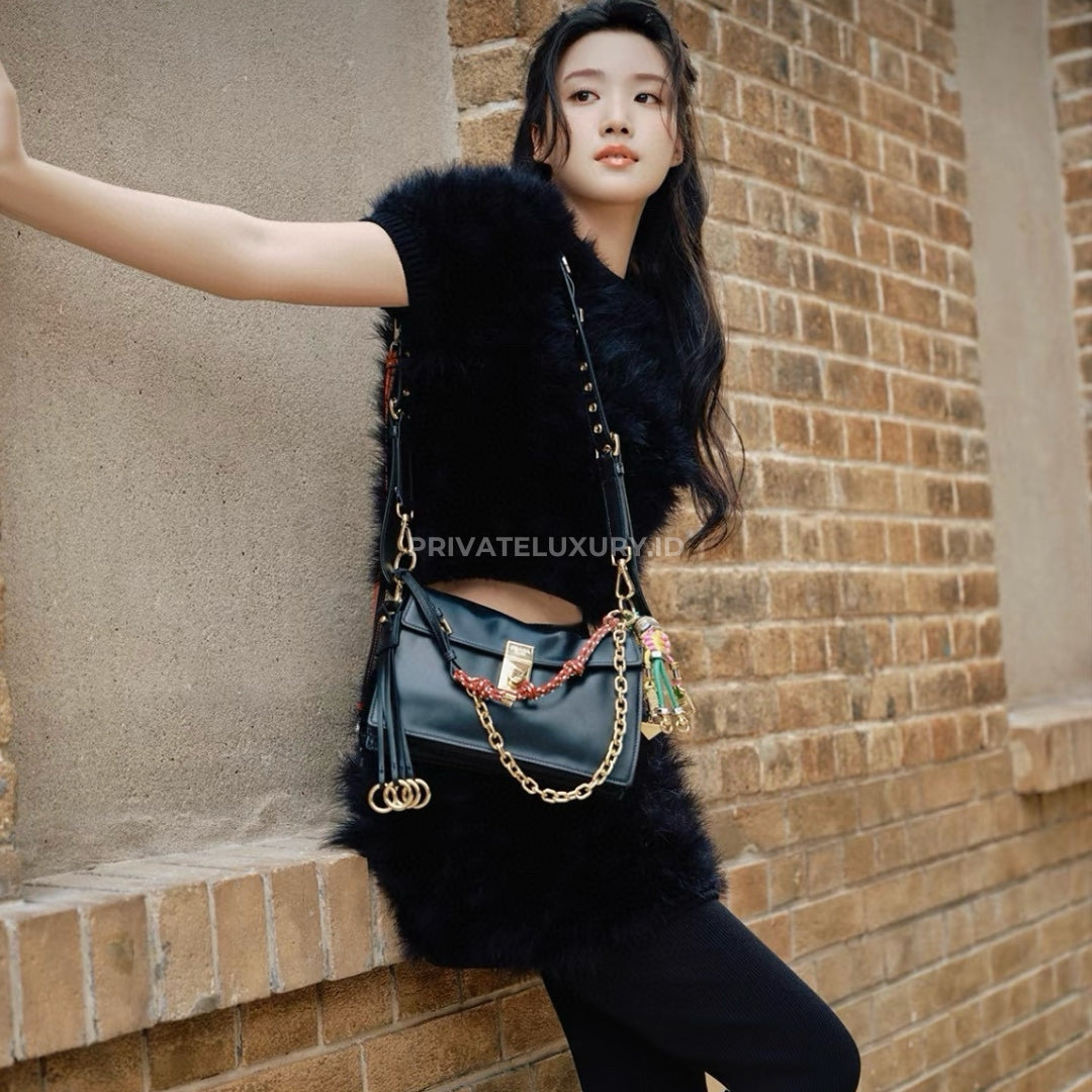 Soft Sound Small Leather Shoulder Bag With Charms