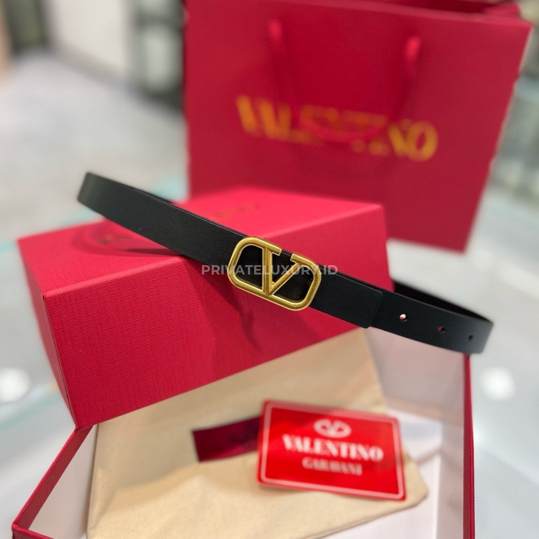 VLogo Buckle Belt Black Gold