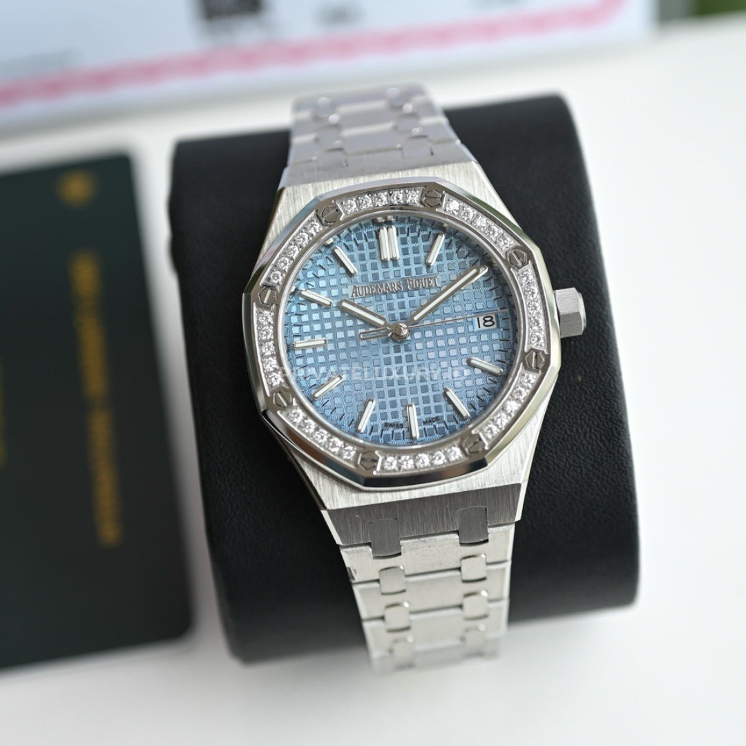 Royal Oak 37 - 15551ST.ZZ.1356ST.04 Selfwinding Ice Blue Grande Tapisserie Dial Steel