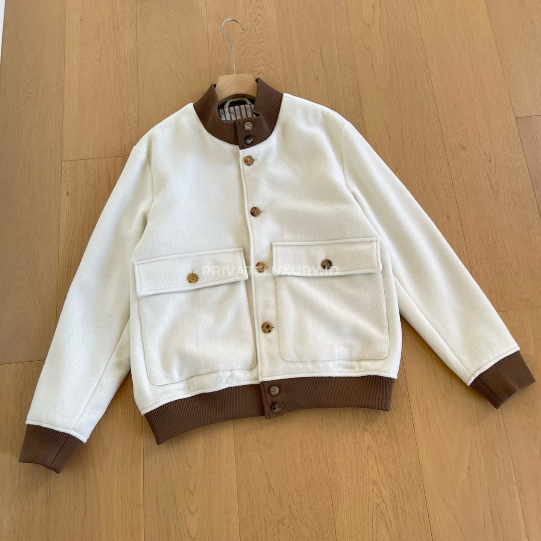 Wool Flannel Double Cloth Bomber Jacket