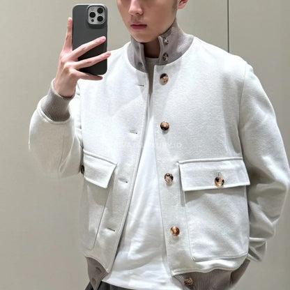 Wool Flannel Double Cloth Bomber Jacket