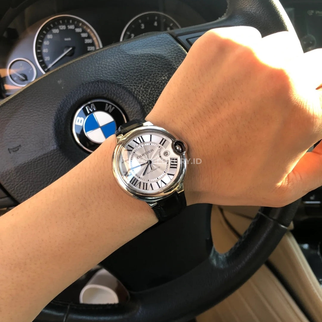 Ballon Bleu 40 - WSBB0039 Silvered Steel Black Alligator Strap