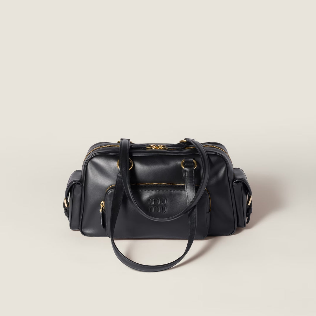 Pocket Nappa Leather Top-Handle Bag