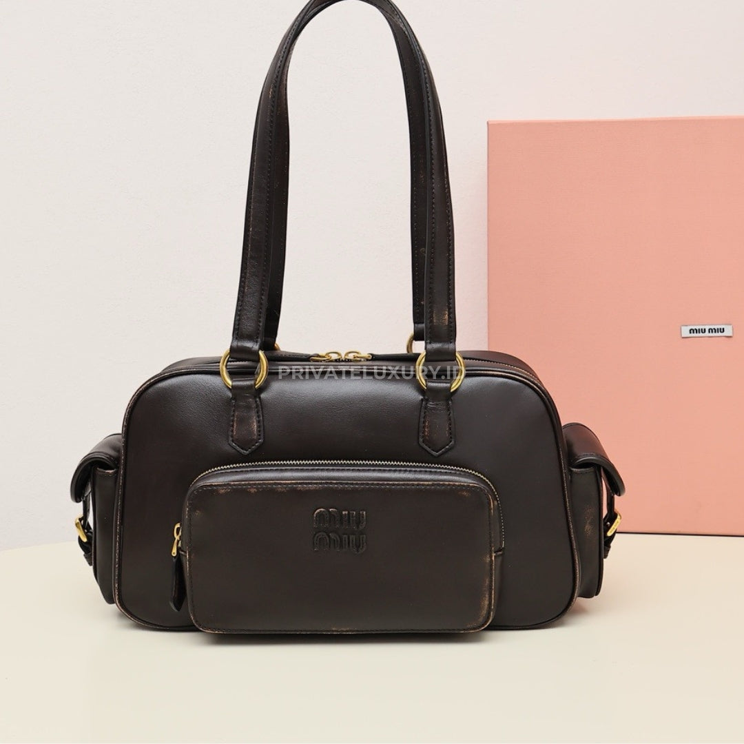 Pocket Nappa Leather Top-Handle Bag