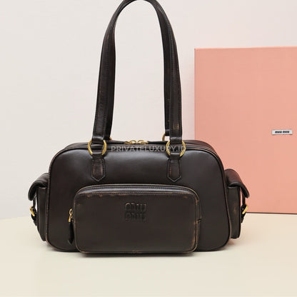 Pocket Nappa Leather Top-Handle Bag