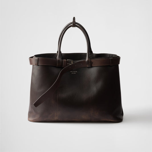 Prada Buckle Nappa Leather Bag with Belt