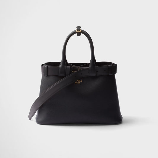 Prada Buckle Small Leather Handbag With Belt