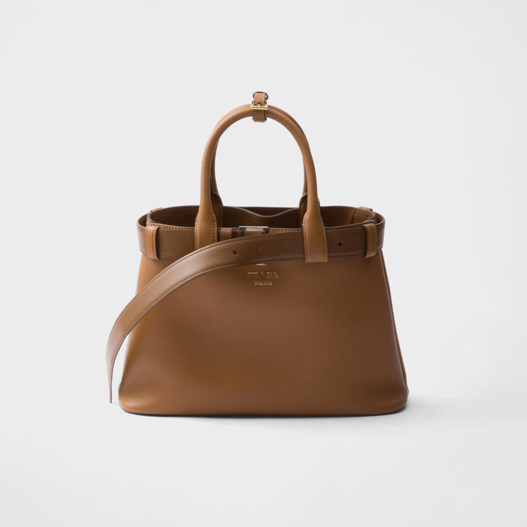 Prada Buckle Small Leather Handbag With Belt