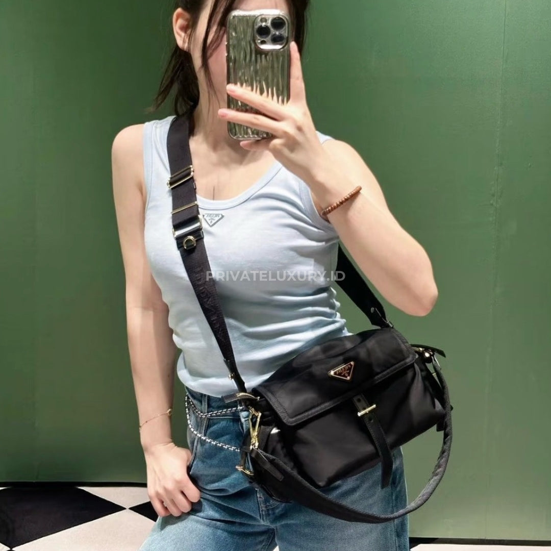 Prada Explore Medium Re-Nylon Shoulder Bag with Flap