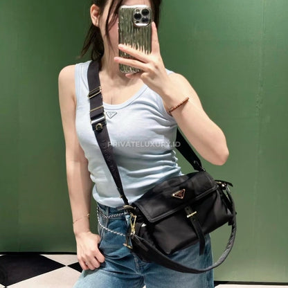 Prada Explore Medium Re-Nylon Shoulder Bag with Flap