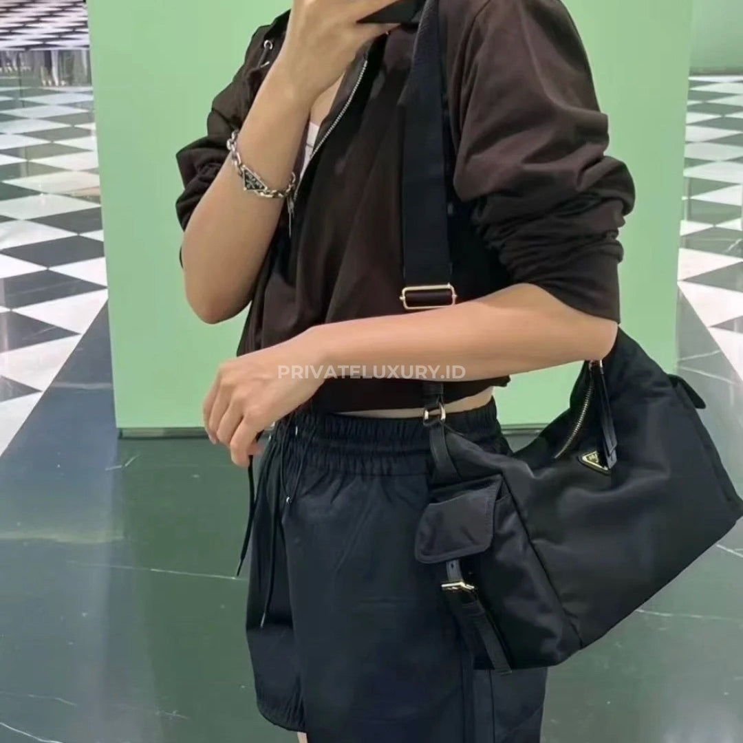 Explore Large Re-Nylon and Leather Bag