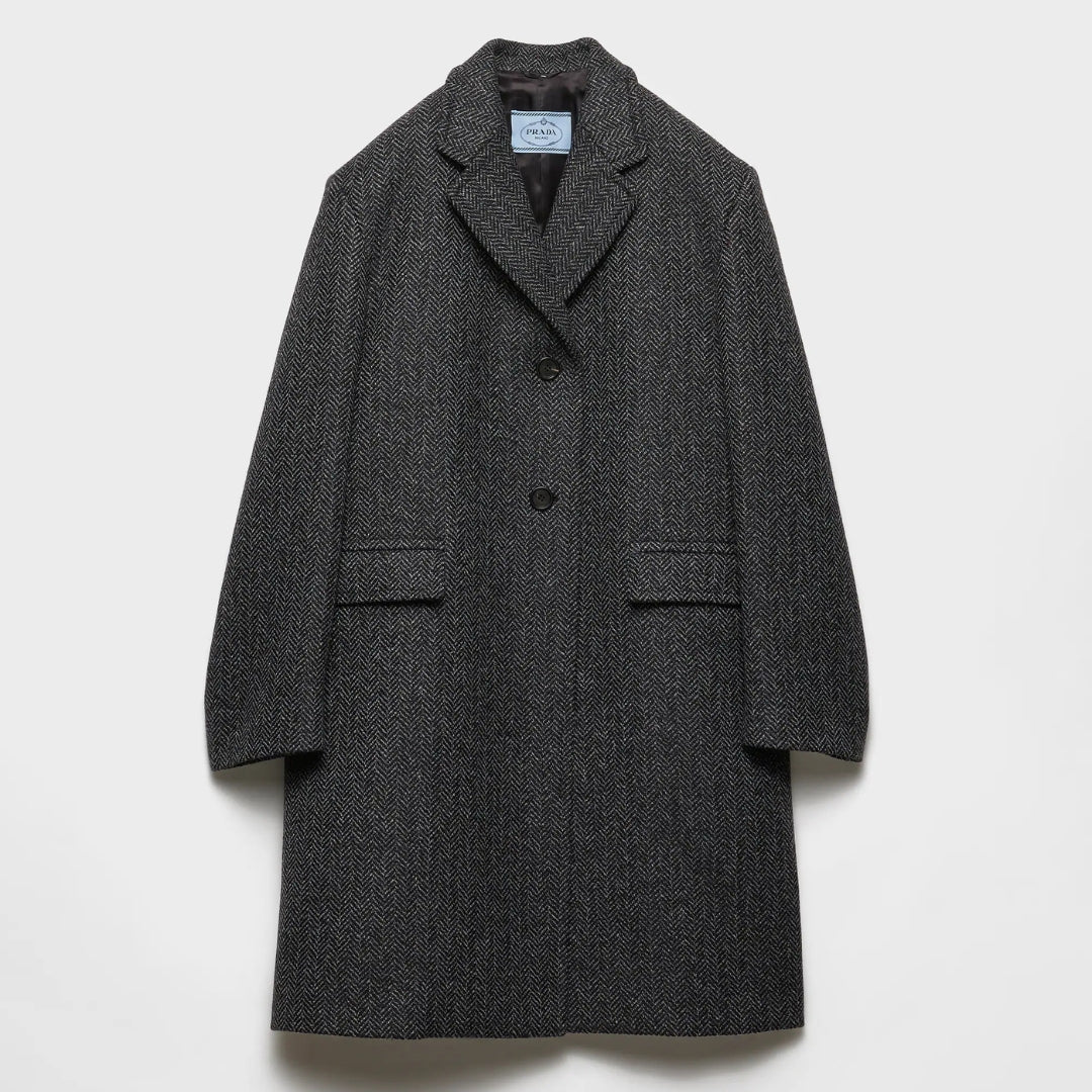 Single-Breasted Chevron Wool Jacket