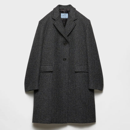 Single-Breasted Chevron Wool Jacket