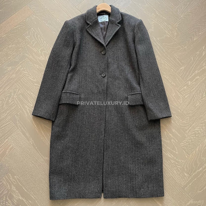 Single-Breasted Chevron Wool Jacket