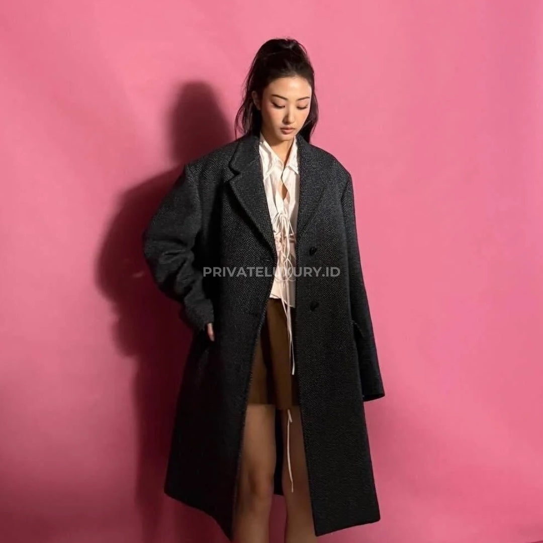 Single-Breasted Chevron Wool Jacket