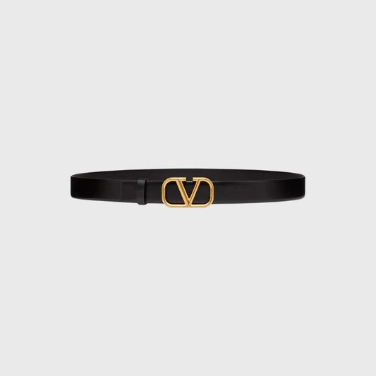 VLogo Buckle Belt Black Gold